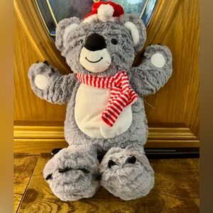 Gray Plush Koala with Red Striped Scarf
